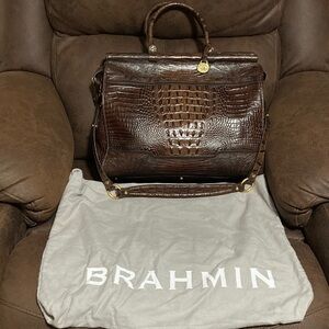 🐞Brahmin Chocolate Brown Business Tote Bag Purse 👜🤎
